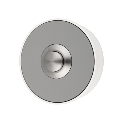 Grothe Beldrukker rond, RVS met wit opbouwraam - Productfoto transparant beldrukker piccolo cerchio rvs wit grothe 717208 - 20148512