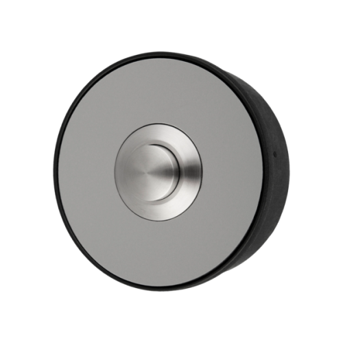 Grothe Beldrukker rond, RVS met zwart opbouwraam - Productfoto transparant beldrukker piccolo cerchio rvs zw grothe 717209 - 20148513