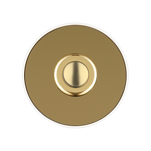 Grothe Beldrukker rond, messing met wit opbouwraam - Productfoto transparant beldrukker piccolo cerchio wit messing grothe 717210 - 20148514