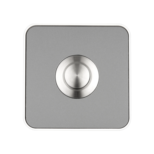 Grothe Beldrukker vierkant, RVS met wit opbouwraam - Productfoto transparant beldrukker piccolo piazza grothe wit rvs 2 717200 - 20148504