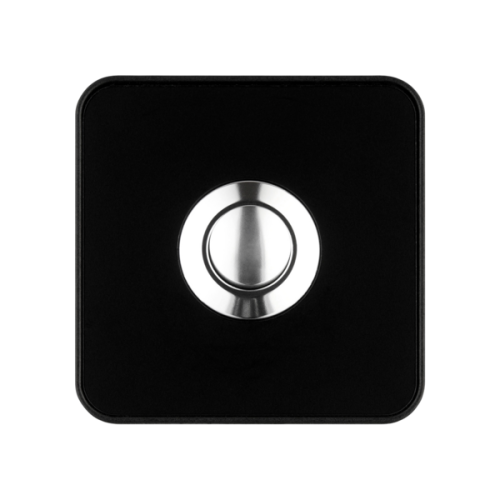 Grothe Beldrukker vierkant, zwart met zwart opbouwraam - Productfoto transparant beldrukker piccolo piazza grothe zwart 717207 - 20148511