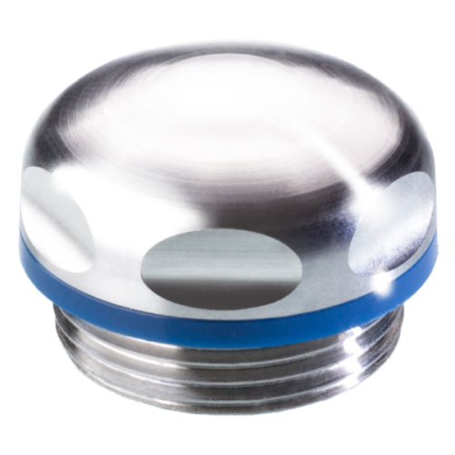 Pflitsch Blindstop RVS tbv food-industrie, M32x1,5, IP68 tot 15bar, IP69 - Productfoto transparant blueglobe blindstop clean plus rvs pflitsch 01 - 20153305