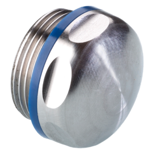 Pflitsch Blindstop RVS tbv food-industrie, M32x1,5, IP68 tot 15bar, IP69 - Productfoto transparant blueglobe blindstop clean plus rvs pflitsch - 20153305