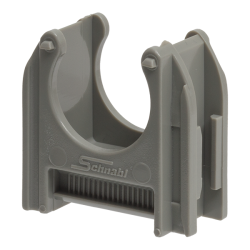 Schnabl Kunststof buisklem, halogeenvrij, diameter 1 1/4 / 31-32,5mm d.grijs - Productfoto transparant buisklem euroclip ec25 donkergrijs schnabl 230931 - 20212095