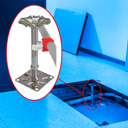 JMV Montageklem voor montage op vloerpoot van o.a. computerruimte 20-25mm. - Productfoto transparant computervloerpootklem buisaardklem jmv 9500735 02 - 20156504