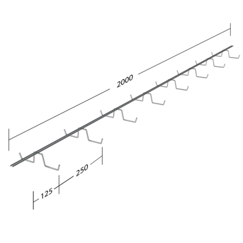 JMV Draadgoot flexibele kapstokgoot, verzinkt staal, 200x50mmx2meter - Productfoto transparant draadgoot kapstokgoot jmv 9700891 - 20156673