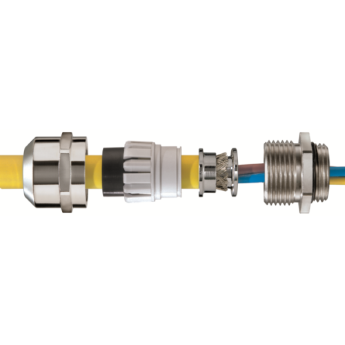 Wiska EMC-wartel, messing vern., M40x1,5 doorl. 21-35mm, scherm. 33mm - Productfoto transparant emckabelwartel messingvern m50 wiska 568013 - 20150451