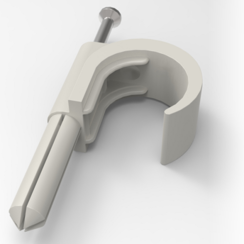 JMV Spijkerbare plugclip, voor flexbuis in beton, 16-19/20mm, grijs - Productfoto transparant flexbuis betonclip jmv 9300610 - 20068790