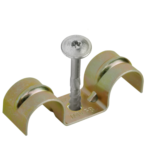 JMV Functiebehoudbeugel voor 2x19mm, met houtschroef 6x80, E30-E90 - Productfoto transparant functiebehoudbeugel dubbel houtschroef jmv 9700856 - 20156660