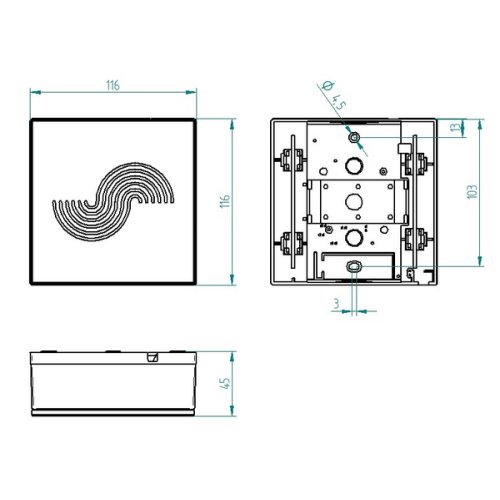 Grothe Gong, RVS-look, met golf-motief, 8-12V of 9V blokbatterij, max 80dB(A) - Productfoto transparant gong 465 curves grothe - 20148296