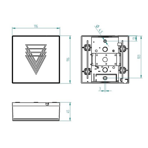 Grothe Gong, RVS-look, polygon, 8-12V of 9V blokbatterij, max 80dB(A) - Productfoto transparant gong 465 polygon grothe - 20148294