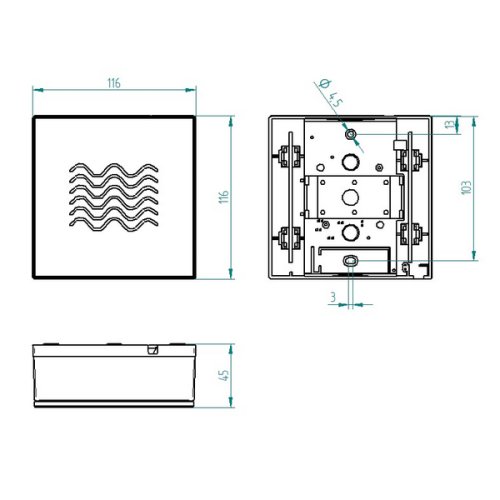 Grothe Gong, RVS-look, met golf-motief, 8-12V of 9V blokbatterij, max 80dB(A) - Productfoto transparant gong 465 waves grothe - 20148295