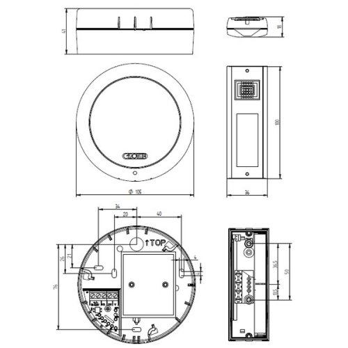 Grothe Gongset wandmontage, 3xAA batterij/ext. 8-12V AC/DC tot 500mtr - Productfoto transparant gong grothe calima 100 set tt - 20014325