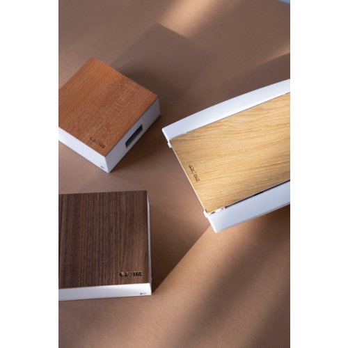 Grothe Gong, voeding dmv 4x1,5V batterijen of 8-12V trafo, eikenhout - Productfoto transparant gong quadro croma hout groepsfoto - 20148289