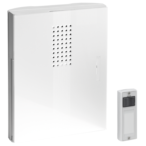 Grothe Draadloze gong met drukker/zender, flits, 500 m, front hoogglans-wit - Productfoto transparant grothe mistral300 gong draadloos 714247 - 20212080