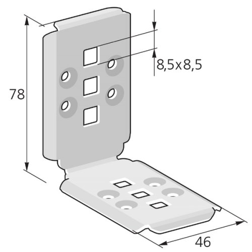 Pflitsch Hoekkopp. + montageplaat. X3 B46mm/H78mm UL gecertif. RVS V4A - Productfoto transparant hoekkoppeling gk pflitsch 530371 - 20153713