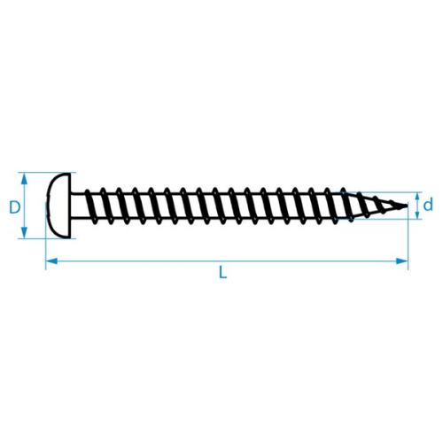 JMV Spaanplaatschroef 4.5x60, verzinkt bolkop voldraad - Pozidrive 2 - Productfoto transparant jmv spaanplaatschroeven rvs bolkop pozidrive jmv 1 - 20156380
