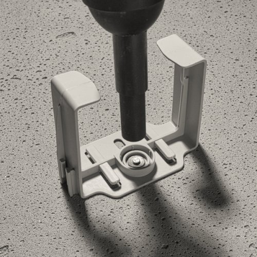 Schnabl Kunststof kabelhouder tbv vloeren, max.45 kabels &agrave;10mm, schietbevestig - Productfoto transparant kabelbundelhouder bsh schnabl gebruiksfoto2 - 20148581