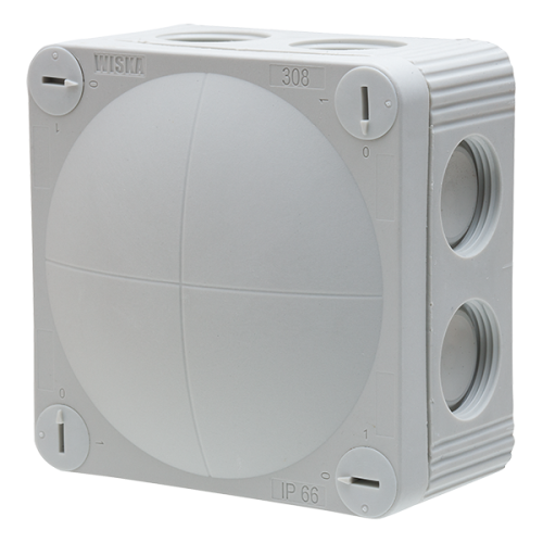 Wiska Kunststof kabeldoos 85x85mm, membraan-en wartelinvoer PG16, 3x SKV16 - Productfoto transparant kabeldoos 308 skv wiska 560059 - 20148900