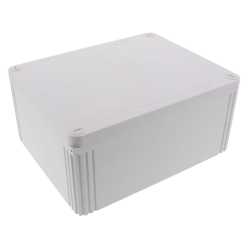 Wiska Kabeldoos 200x160x94, 3-p. klemsteen, grijs inv. 2x bodem - Productfoto transparant kabeldoos combi 1610 lichtgrijs wiska - 20150570