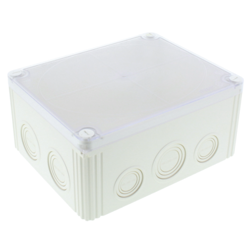 Wiska Kunststof kabeldoos 200x160x94, 3-p. klemsteen, wit, transp. deksel - Productfoto transparant kabeldoos combi 1610 wh dk wiska - 20150547