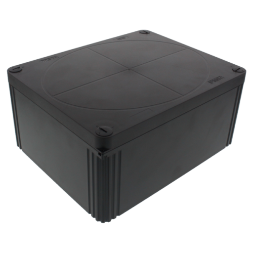 Wiska Kabeldoos 200x160x94, 3-p. klemsteen, zwart, inv. 2x bodem - Productfoto transparant kabeldoos combi 1610 zwart wiska - 20150574