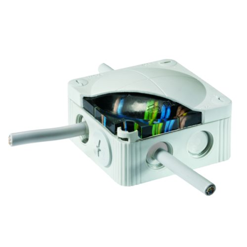 Wiska Kunststof kabeldoos 85x85mm met silicone afdichtgel IP68, grijs - Productfoto transparant kabeldoos combi 308 ip68 met siliconengel wiska - 20167278