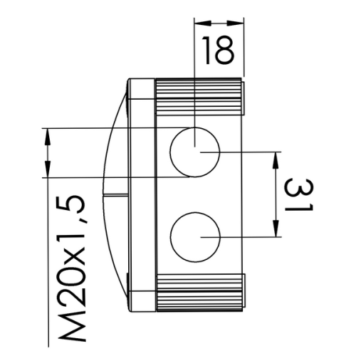 Wiska Kunststof kabeldoos 85x85x51mm met wago klemmen, wit - Productfoto transparant kabeldoos combi 308 tekening wiska - 20150507