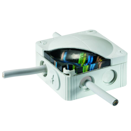 Wiska Kunststof kabeldoos 95x95x60mm met silicone afdichtgel IP68, grijs - Productfoto transparant kabeldoos combi 407 ip68set - 20150072