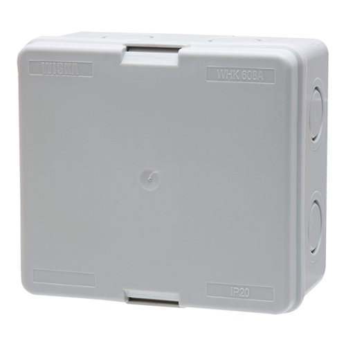 Wiska Opbouwdoos 608 snap-fit deksel, 3 tules, centrale bevestigingsschroef - Productfoto transparant kabeldoos whk608a wiska 560120 - 20150101