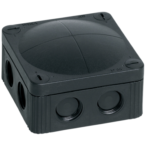 Wiska Kunststof kabeldoos 85x85mm, 8xinvoer M20x1,5, zwart - Productfoto transparant kabeldozen combi zwart wiska - 20148917