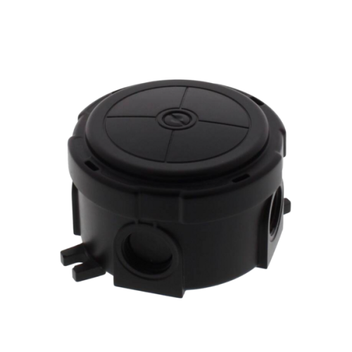 Wiska kunststof kabeldoos rond &Oslash; 82mm, zwart - Productfoto transparant kabeldozen combi304 zwart wiska - 20150513