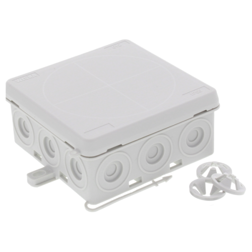 Wiska Kunststof kabeldoos 86x44x41mm met 3x wagoklem en 6x trekont. grijs - Productfoto transparant kabeldozen ka012 wiska - 20210844
