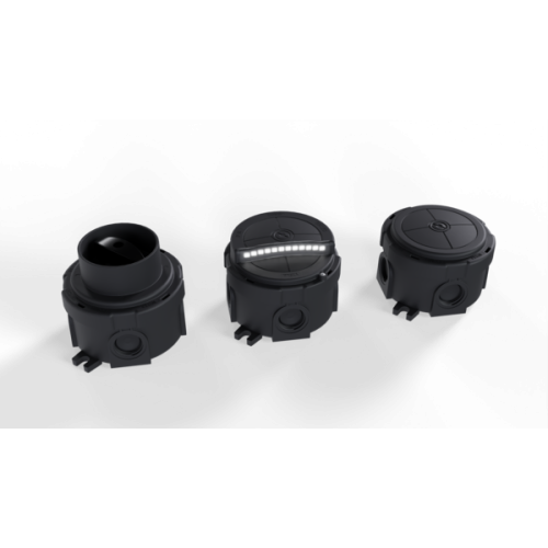 Wiska Kunststof kabeldoos rond &Oslash; 85mm IP66, wit met LED verlichting - Productfoto transparant kabeldozen wiska combi 304 range 1 - 20150622