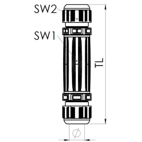 Wiska Kabelverbinder, M25 met 3x connector en 2x wartel ESKV25, grijs - Productfoto transparant kabelverbinder eskv25 grijs wiska 3c - 20150617
