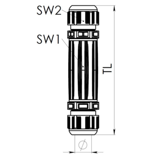 Wiska Kabelverbinder, M25 met 3x connector en 2x wartel ESKV25, zwart - Productfoto transparant kabelverbinder eskv25 zwart wiska 3c - 20150618