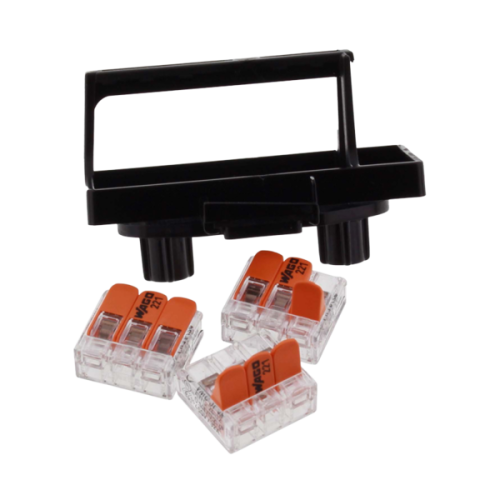 Wiska Houder wagoklemmen incl. 3x wago 221 tbv COMBI kabeldozen - Productfoto transparant lasklem bevestiging incl wagoklemmen sp kt w221 csm 3x221 413 wiska - 20210863