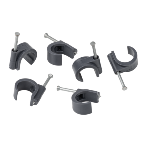 JMV Spijkerclip van gerecycled kunststof, halogeenvrij, 16-19/20mm, zwart - Productfoto transparant recyclaat spijkerclip - 20155885