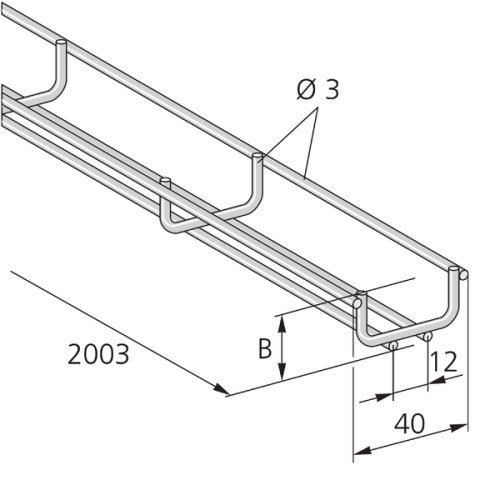 Pflitsch Draadgoot, U-vorm, B40mm/H20mm/L2003mm, UL gecertif. RVS V4A - Productfoto transparant u vorm gk pflitsch 530354 - 20153702