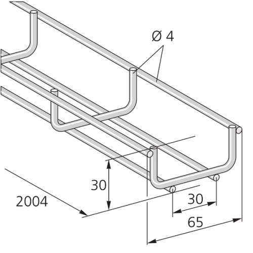 Pflitsch Draadgoot, U-vorm, B65mm/H30mm/L2004mm, UL gecertif. RVS V4A - Productfoto transparant u vorm gk pflitsch 530355 - 20153704
