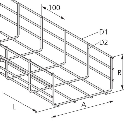Pflitsch Draadgoot, U-vorm, B120mm/H110mm/L2507mm, UL gecertif. RVS V4A - Productfoto transparant u vorm gkx pflitsch 530366 - 20153715