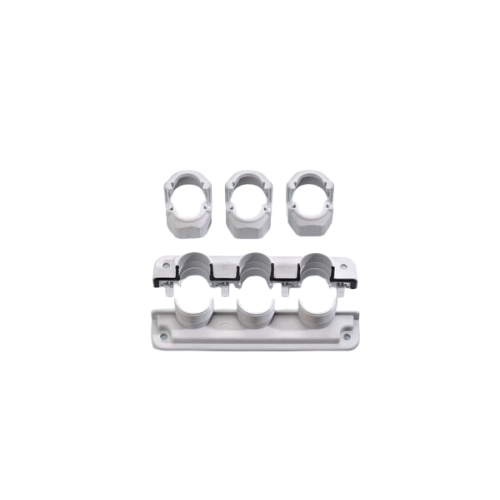 Pflitsch Wartelraam deelbaar, kunststof, met 3 wartels, met doorvoergaten - Productfoto transparant uni flange grijs 2 - 20154209