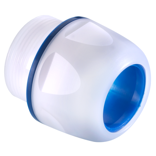 Pflitsch Kabelwartel kunststof tbv food-industrie, high temp, M32x1,5 19-21mm - Productfoto transparant wartel blueglobe clean plus kunststof pflitsch - 20153109
