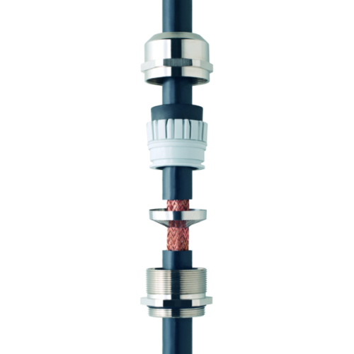 Wiska EMC-wartel met veer, RVS M40x1,5 doorlaat 16-28mm, scherm 14-26mm - Productfoto transparant wartel esskv rvs emv s wiska - 20194694