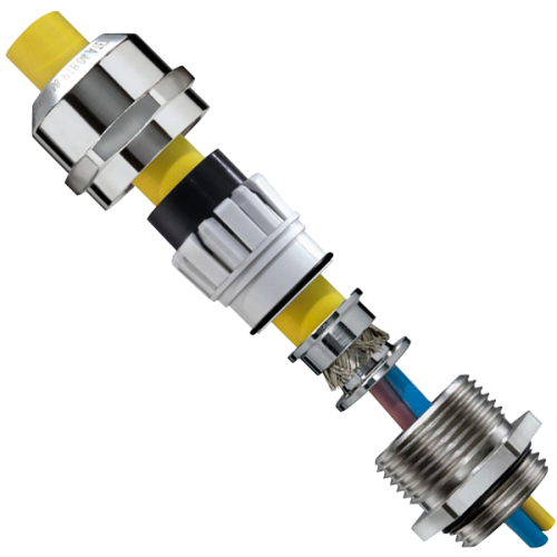 Wiska EMC-wartel, ATEX, messing vern., M32x1,5 doorl. 13-21mm, scherm 20mm - Productfoto transparant wi 567208 esske4 25 emv z - 20149513