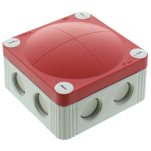 Wiska Kunststof kabeldoos 85x85x51mm leeg, grijs met rode deksel - Rood wiska - 20148906