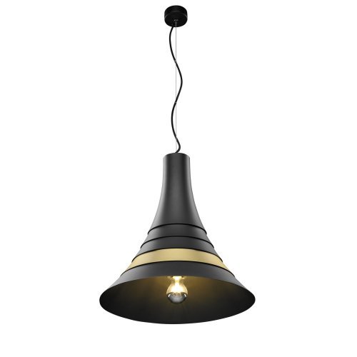 SLV BATO 45 PD, indoor hanglamp, zwart/messing, E27, max. 60W - Slv 1001265 1 h rgb - 20023101