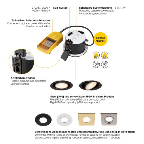 SLV UNIVERSAL DOWNLIGHT FIX, recessed luminaire with cover, PHASE, 2700/30 - Slv 1011209 2 rgb - 20172173