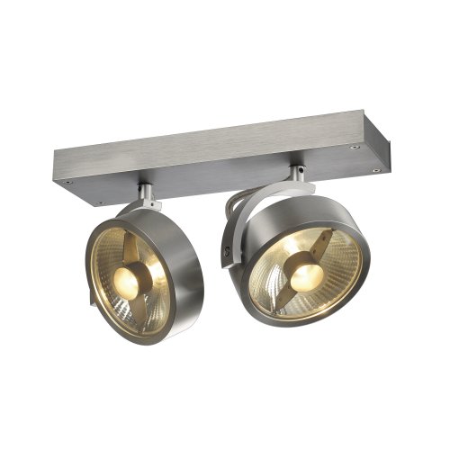 SLV KALU 2 QPAR plafondlamp, geborsteld aluminium, ES111, max. 2x75 W - Slv 147316 1 h rgb - 20028869