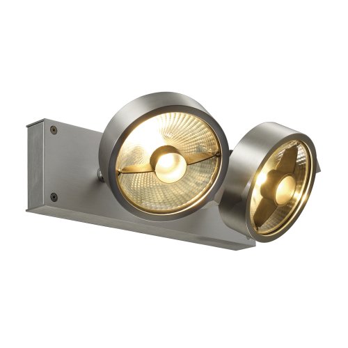 SLV KALU 2 QPAR plafondlamp, geborsteld aluminium, ES111, max. 2x75 W - Slv 147316 2 rgb - 20028869